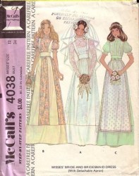 4038 MCC 74 BRIDES/MAID INSET DRESS,DETACH APRON PATTERN 14